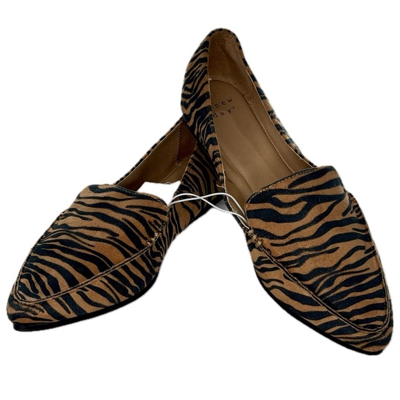 NEW Loafers Micah Pointy Toe Flats Faux Suede Animal Tiger Print Brown Black 6.5 - Picture 14 of 14